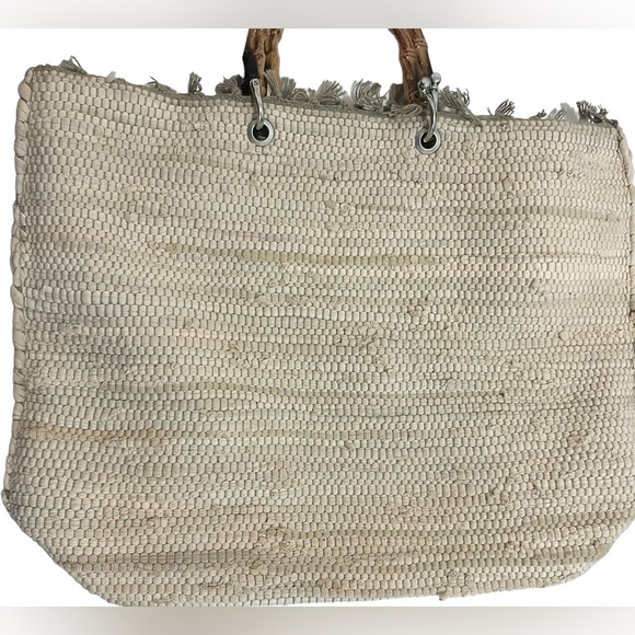 Beach Queen 16”x21” Large Cotton Woven Beach Bag, Lined, Zipper Natural Shells - Picture 4 of 7